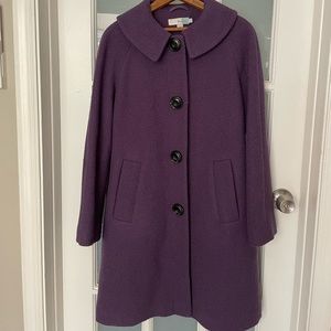 Boden purple wool dress coat